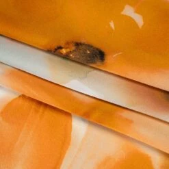1 Yard Orange, Golden & Yellow Soft Watercolor Florals Silk Charmeuse Print, 53 Inches Width