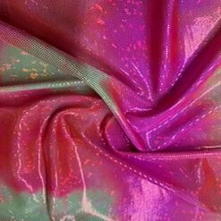 1 Yard Tie Dye Hologram Broken Glass Spandex Fabric For Performance Apparel, Costume Design 57/58 Inch Width Orange Red