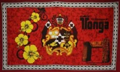 Kingdom Of Tonga Ha’amonga ‘a Maui Polyester Sarong 72" L X 45" W Red