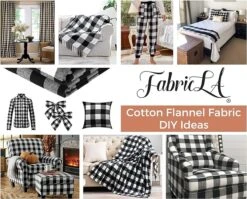 FabricLA 100% Cotton Flannel Fabric - 58/60" Inches (150 CM) - Cotton Tartan Flannel Fabric - Use As Blanket, PJ, Shirt, Cloth Flannel Craft Fabric - Black & White, 1 Yard -Michaels Shop 549367313963744 2