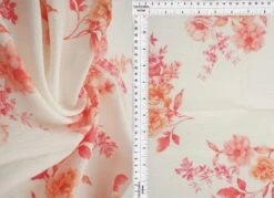 Airflow Floral Print Fabric, Lightweight Viscose Nylon Woven, 57" Wide ORANGE