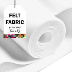 FabricLA Acrylic Felt Fabric - 72" Inch Wide 1.6mm Thick Felt By The Yard - Use Soft Felt Sheets For Sewing, Cushion, And Padding, DIY Arts & Crafts (5 Yards, White)