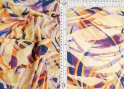 1 Yard 58/60" Wide DTY Tropical Leaf Digital Print Fabric 96% Polyester 4% Spandex Soft Stretch Material SAND/VIOLET