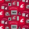 Sykel Enterprises-Washington State University Fleece Fabric-Washington State WSU Cougars College Patch Fleece Blanket Fabric-Sold By The Yard