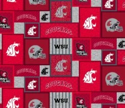 Sykel Enterprises-Washington State University Fleece Fabric-Washington State WSU Cougars College Patch Fleece Blanket Fabric-Sold By The Yard -Michaels Shop 61757226117600 2