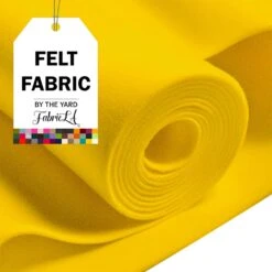 FabricLA Craft Felt Fabric - 72" Inch Wide & 1.6mm Thick Non-Stiff Felt Fabric By The Yard - Use This Soft Felt Roll For Crafts - Felt Material Pack - Yellow Felt, 4 Continuous Yards