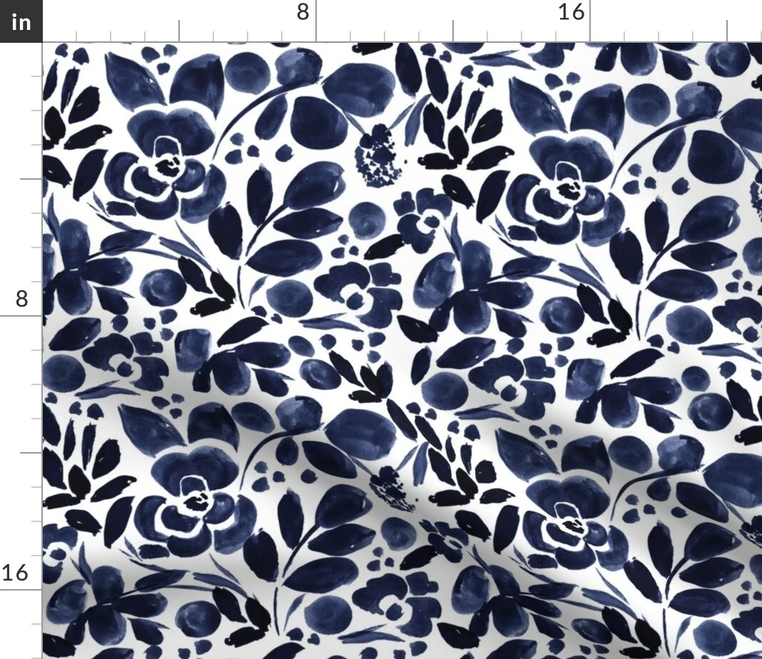 Various Fabrics by the Yard or Fat Quarter Navy Floral Watercolor Blue Vintage Custom Printed Fabric by Spoonflower Various Fabrics By The Yard Or Fat Quarter Navy Floral Watercolor Blue Vintage Custom Printed Fabric By Spoonflower -Michaels Shop 72070064908539529