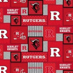 Licensed NCAA Rutgers University Patch Fleece RUTL-1177 Fabric By The Yard