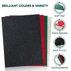 FabricLA | 9x12 Inches Glitter Acrylic Felt Fabric Sheets | 1.6mm Thick 5 Pieces Black 4 FabricLA | 9x12 Inches Glitter Acrylic Felt Fabric Sheets | 1.6mm Thick 5 Pieces Black -Michaels Shop 9857712752272 2